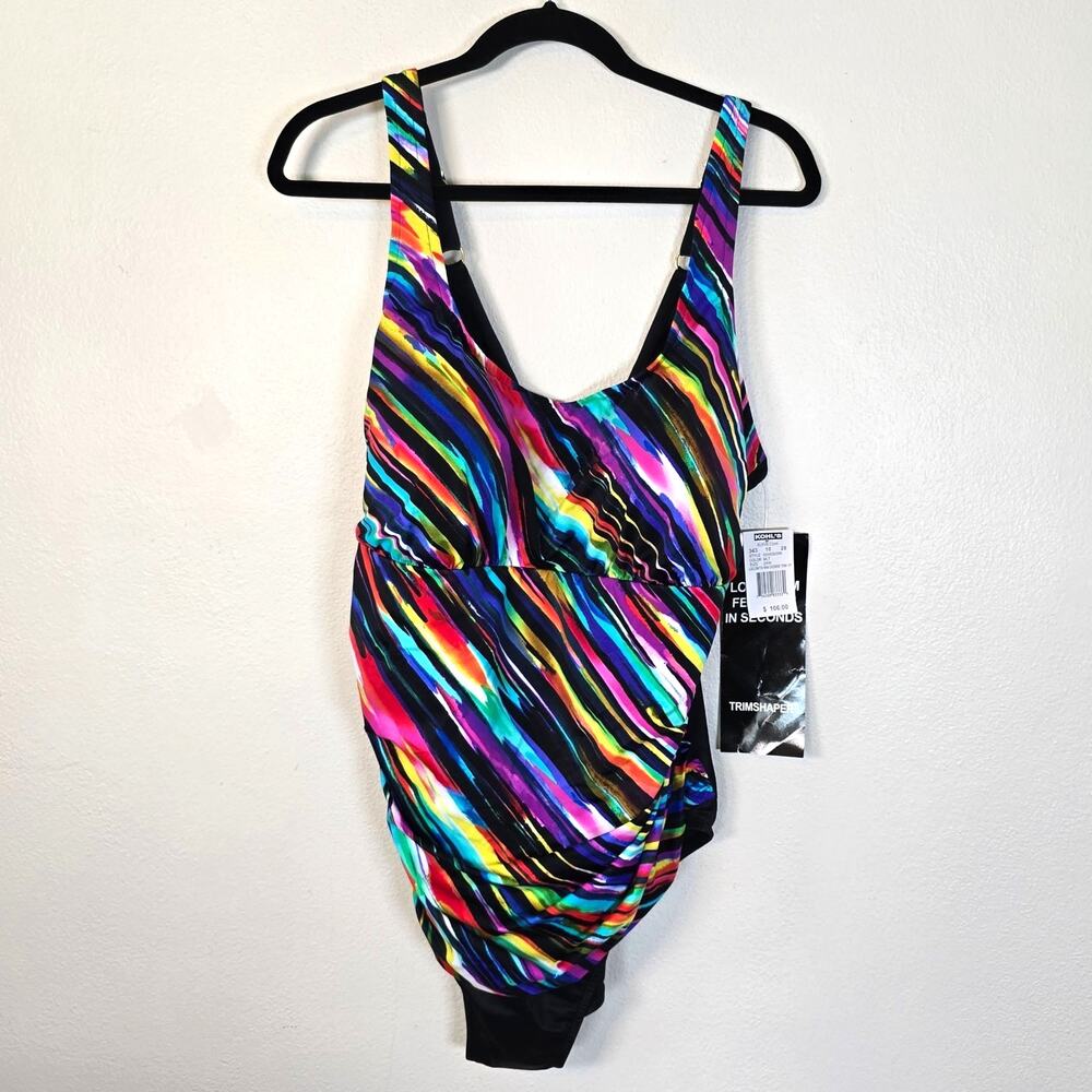 Trimshaper Swimsuit Womens 24W Black Multicolored Vacation Cruise Summer Resort